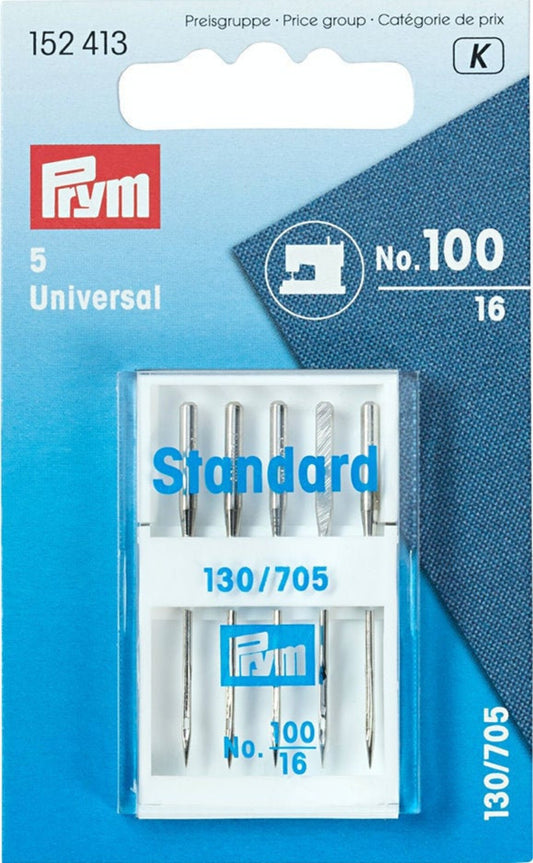Standard Universal Nähnadeln, Flachschaft 130/705, 100/16, Prym 152413 5er Pack